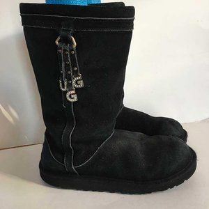 UGG black sheepskin lined boots w sparkly decoration 6